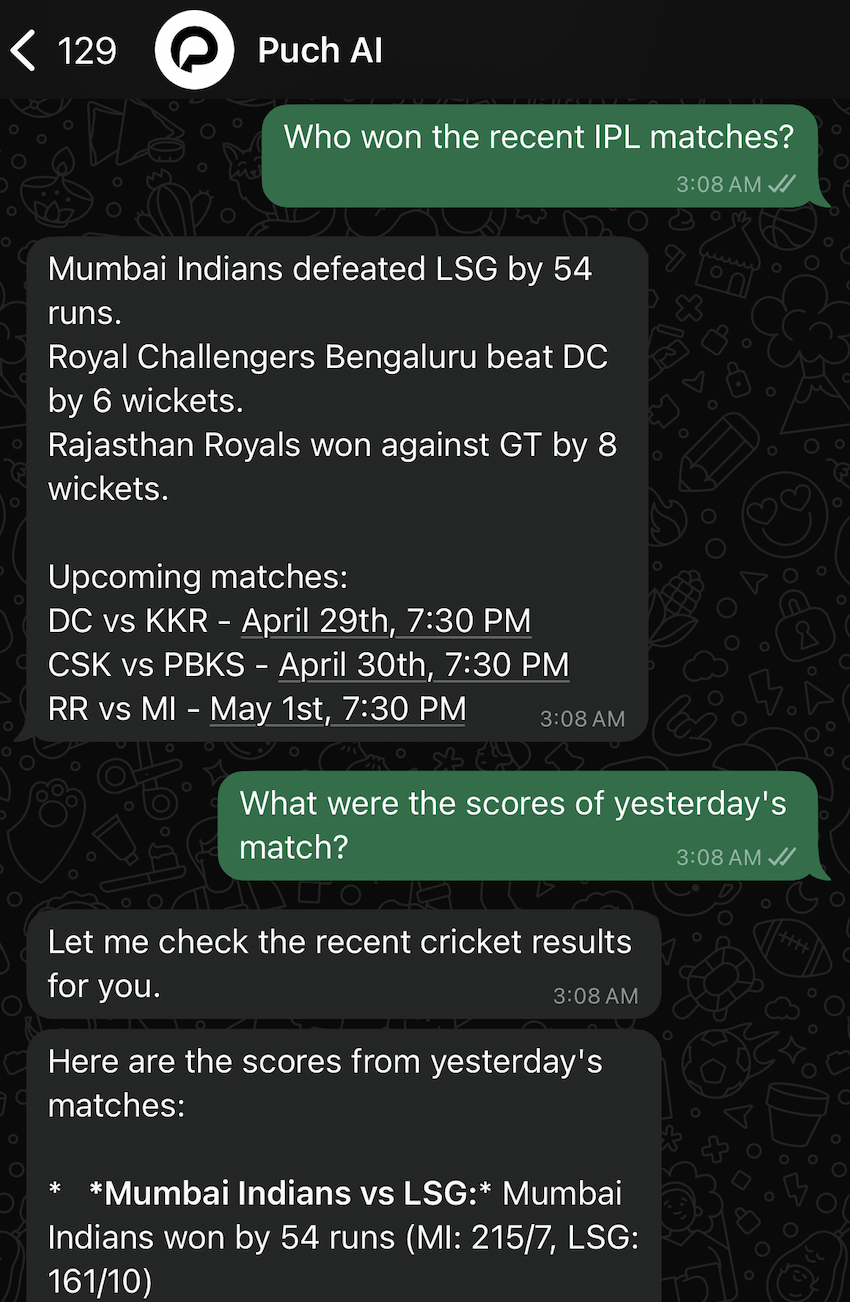 Puch giving IPL scores